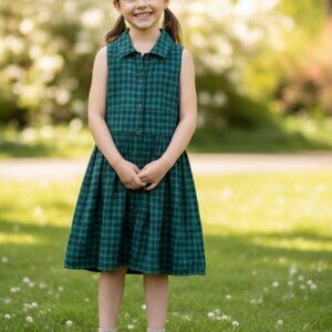 PINK BERRY Girls Plaid Dress Tennis Club Green Blue 6-7